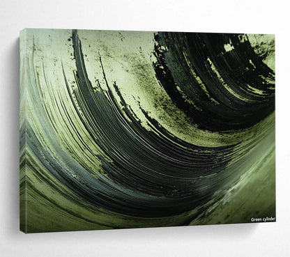Green and Black Swirled Textures - Expressive Abstract Painting On Canvas HB0504