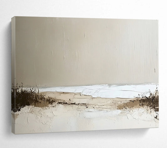 “Neutral Coastal Textures” - Beige, White, Brown, Abstract Seaside - Textured Acrylic Painting HB1496