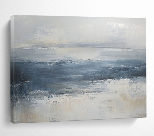 “Abstract Coastal Waves” - Blue, Gray, White - Abstract Coastal Scene - Acrylic Painting HB1304