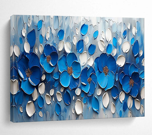 3D Blue Flower Textured Art - Bold Bedroom or Living Room Statement DLZ173