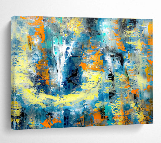 Dramatic Large Abstract Canvas with Intense Textured Impacts for Dining Room & Entryway DKH924