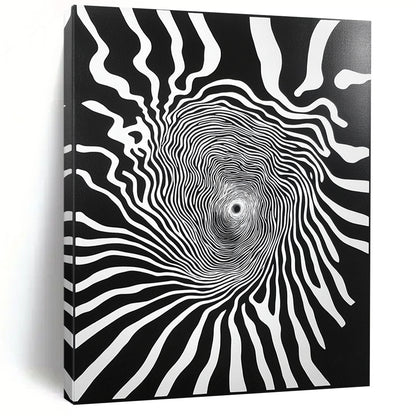 Black and White Spiral Lines "Infinite Spin" Painting On Canvas HB269