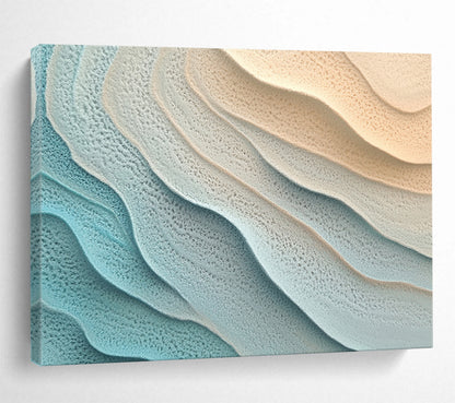“Light Blue - Beige Textured Wavy Layers” - Abstract Textural Painting On Canvas HB0513