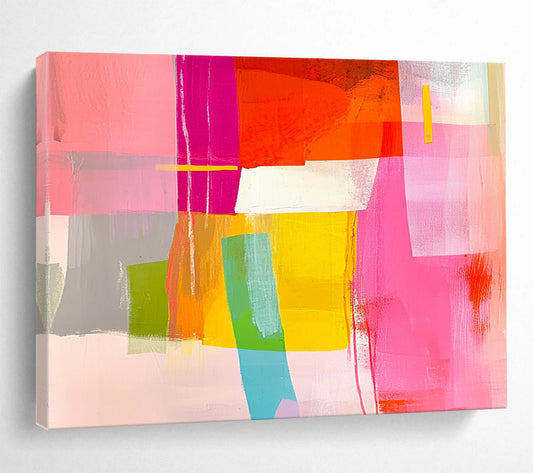 “Colorful Geometric Collage” - Pink, Purple, Orange, Yellow, Green, Blue - Vibrant Geometric Abstract - Acrylic Painting HB1320