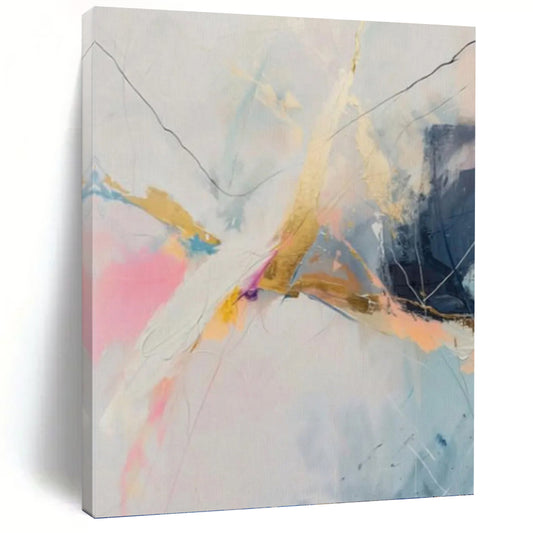 Large - Format Custom Textured Hand - Painted Abstract Mural for Entryway & Hotel Suite DKH0995