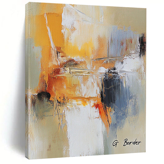 Contemporary abstract art featuring bold warm colors dynamic brushstrokes and textures that evoke movement and energy in a striking composition. DLZ1461
