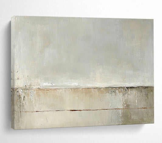 Light Gray and Beige Minimalist - “Serene Horizon” Painting On Canvas HB1449