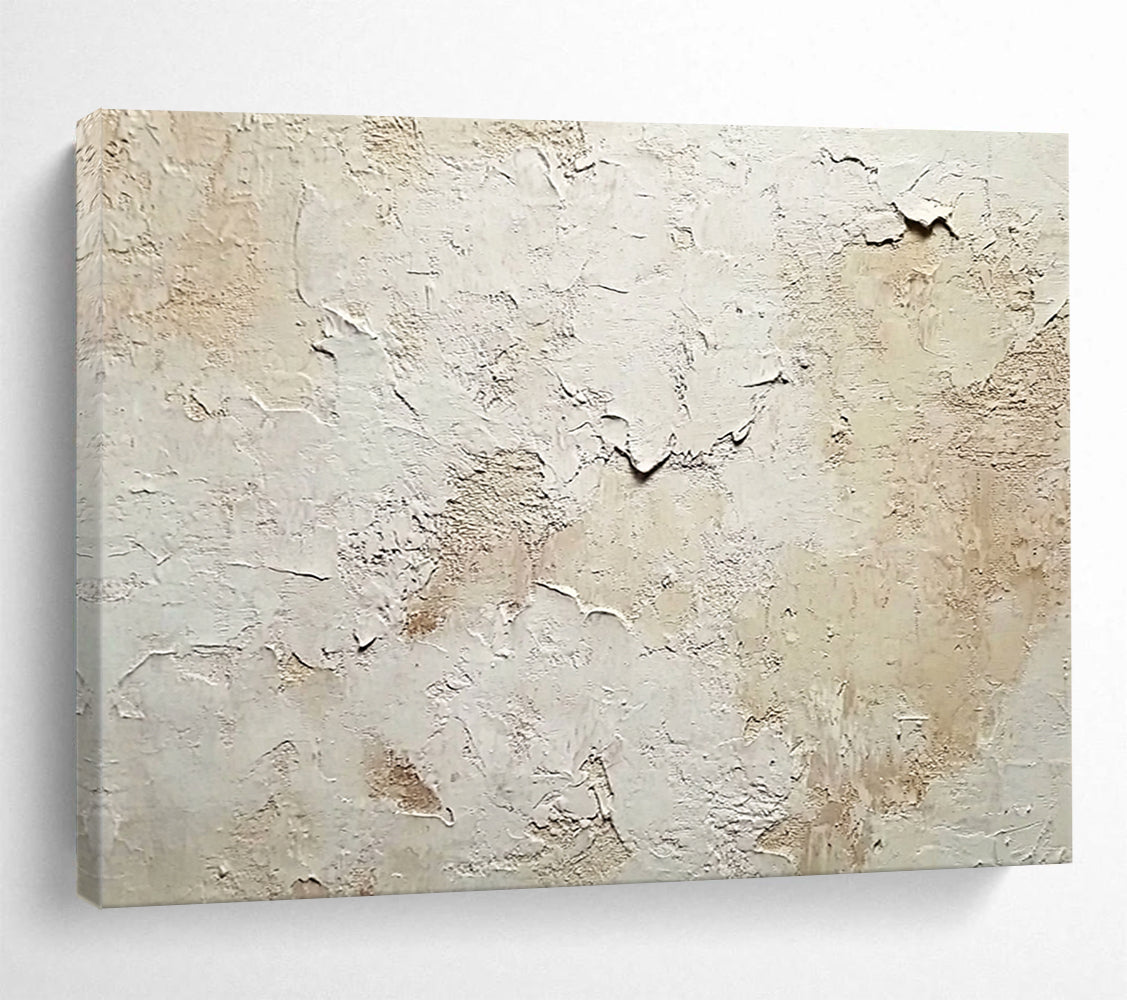 “Crackled Beige - White Texture” - Textural Abstract Painting HB0531
