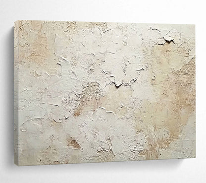 “Crackled Beige - White Texture” - Textural Abstract Painting HB0531