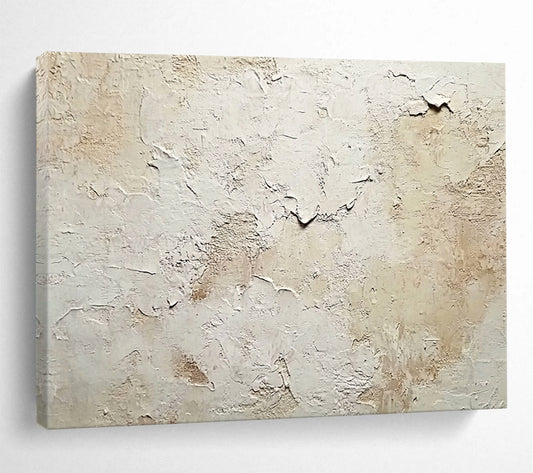 “Crackled Beige - White Texture” - Textural Abstract Painting HB0531