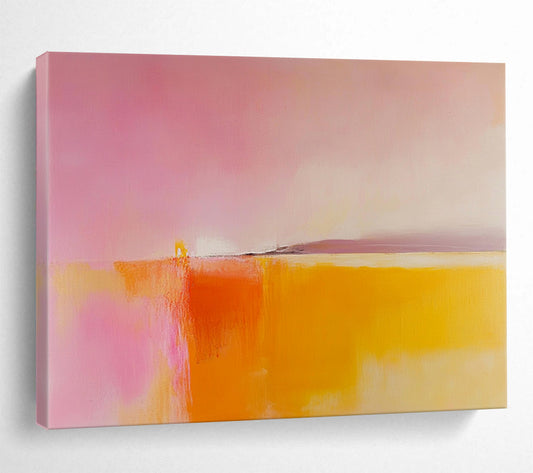 “Pink Orange Abstract Horizon” - Pink, Orange, Yellow, Purple, Abstract Horizon - Painting On Canvas HB1432
