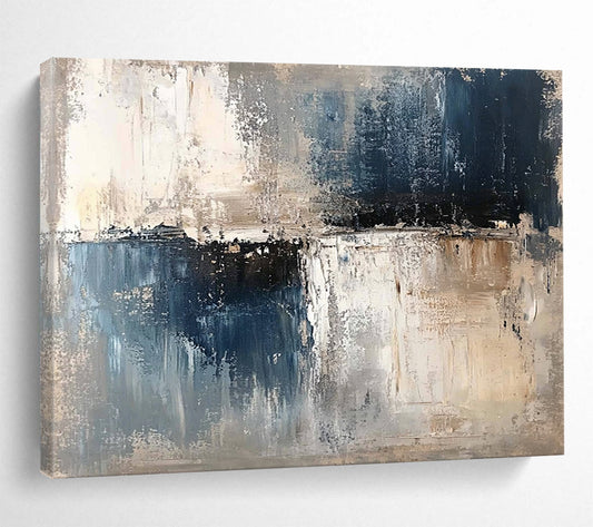 “Neutral Abstract Textures” - Gray, Blue, Beige, Textured Abstract Painting On Canvas HB0994