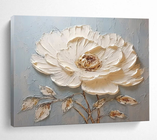 3D White Flower Textured Art - Soft & Serene Bedroom Accent DLZ175