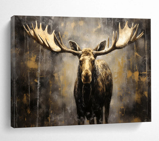 Majestic Moose in Gold - Rustic Luxury Wall Art DLZ079