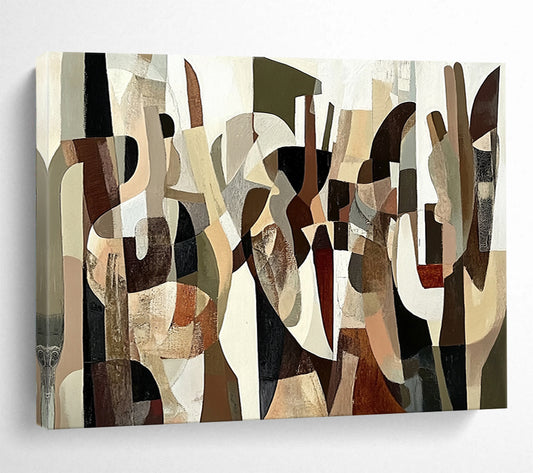 “Neutral - Toned Abstract Shapes” - Minimalist Abstract Painting On Canvas HB0523