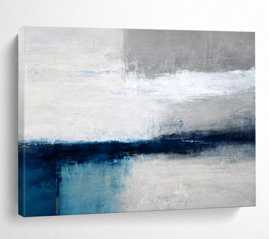 Soft Grey & Blue Horizon - Serene Bathroom Oasis DLZ059