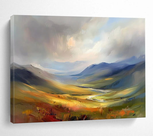 Colorful Mountain Landscape "Vivid Valleys" Painting On Canvas HB0663