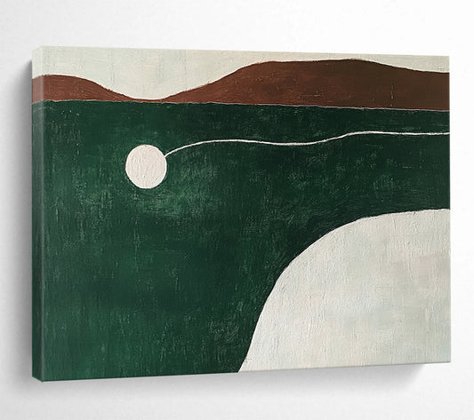 “Minimalist Landscape” - Greens, Browns, Whites, Abstract Landscape - Minimalist Oil Painting HB1585