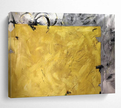 Bold Yellow and Grey Abstract: A Statement of Artistic Confidence DLZ153