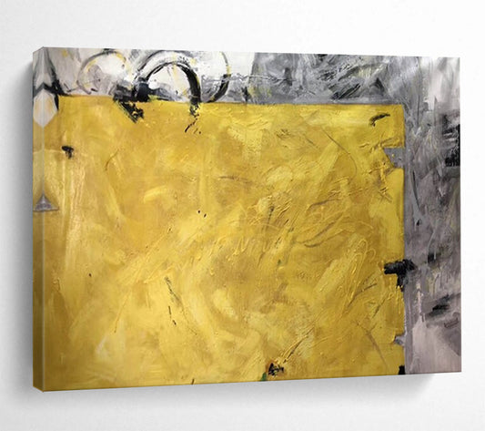 Bold Yellow and Grey Abstract: A Statement of Artistic Confidence DLZ153