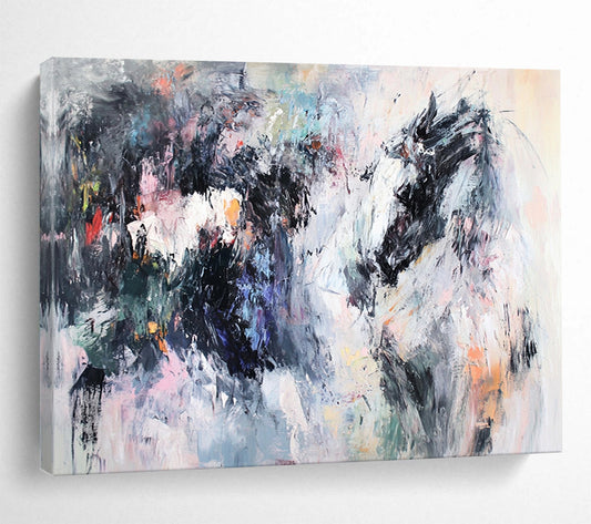 Colorful Abstract Horse Portrait - “Dynamic Steed” Painting On Canvas HB1464
