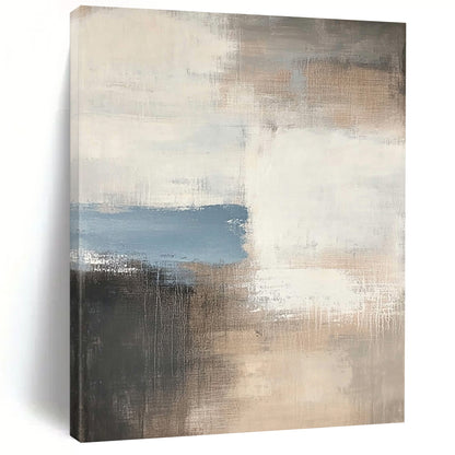 Contemporary hand-painted abstract art featuring soft beige and gray tones accented with hints of blue, perfect for enhancing any modern space. DLZ1057