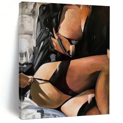 Vertical Hand - Painted Large Abstract Custom Art for Living Room and Hallway DKH1634