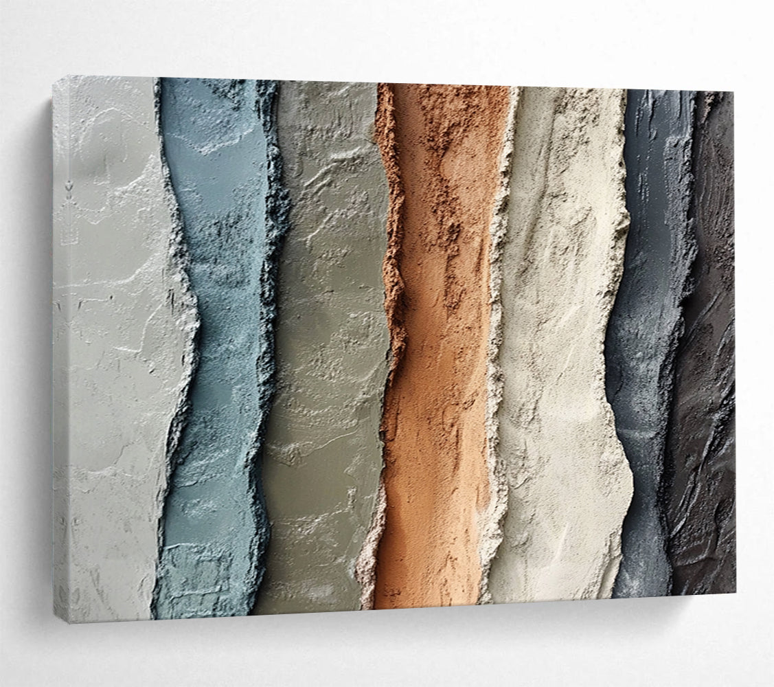 “Multi - colored Textured Vertical Strips” - Abstract Textural Painting On Canvas HB0507