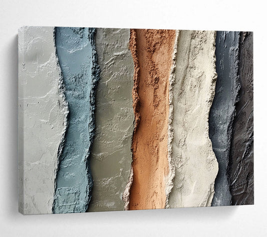 “Multi - colored Textured Vertical Strips” - Abstract Textural Painting On Canvas HB0507