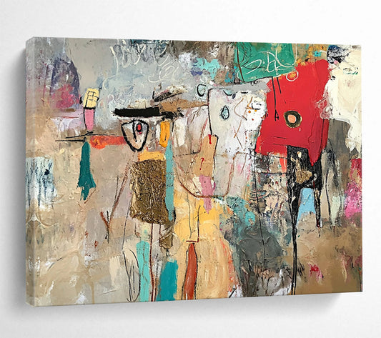 Abstract Figure Collage in Earth Tones – Mixed - Media Abstract Human - Form Painting HB1475