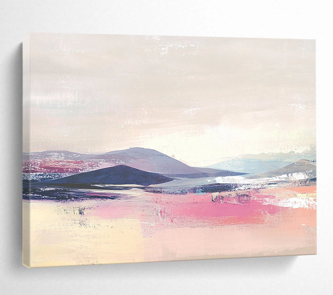 “Pastel Mountainscape” - Pink, Purple, Blue, Softly Painted Hills and Sky Painting On Canvas HB0940