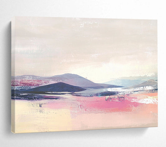 “Pastel Mountainscape” - Pink, Purple, Blue, Softly Painted Hills and Sky Painting On Canvas HB0940