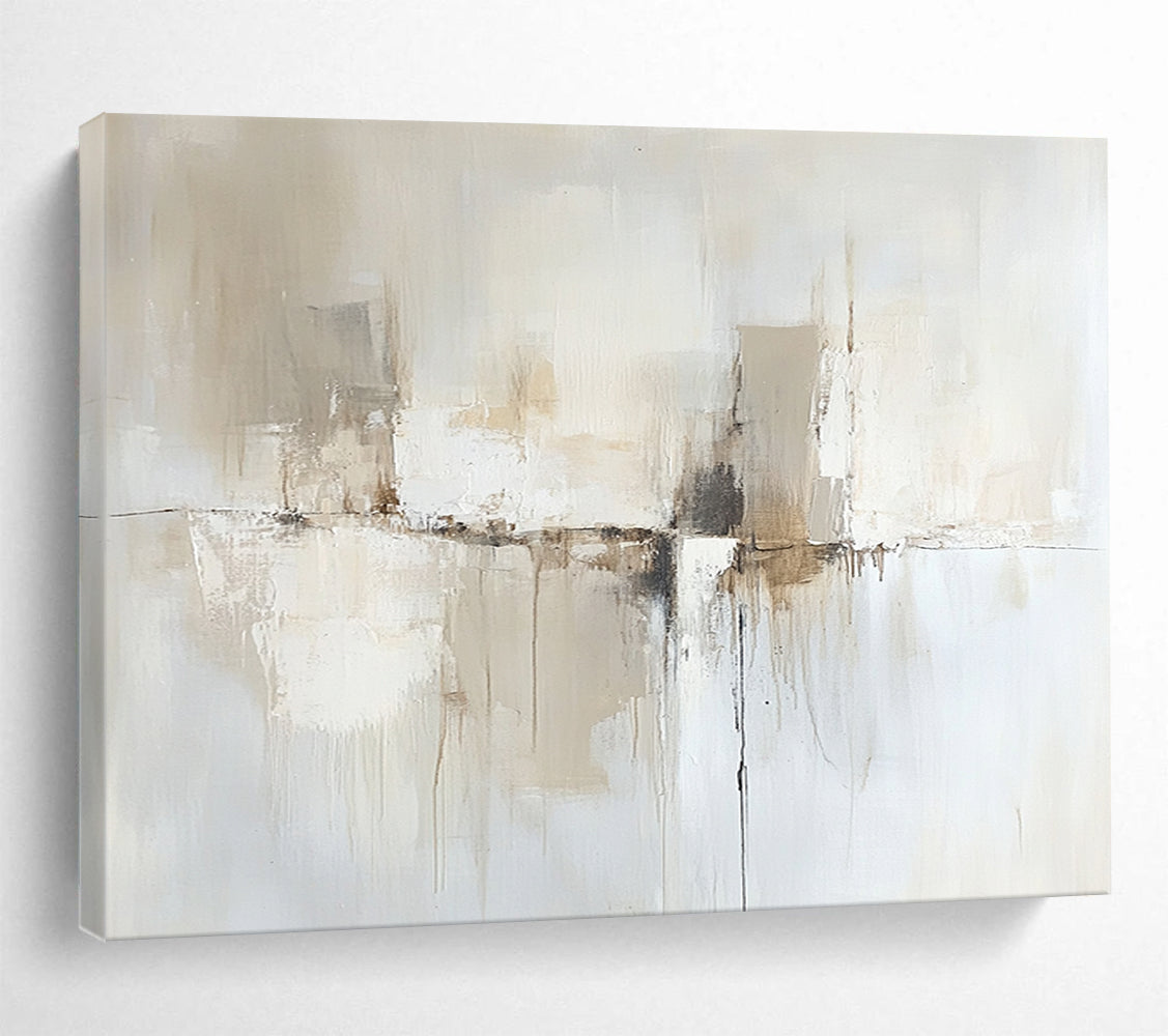 “Neutral Flow” - Beige, White, Gray with Flowing Shapes - Abstract Acrylic Painting HB1336