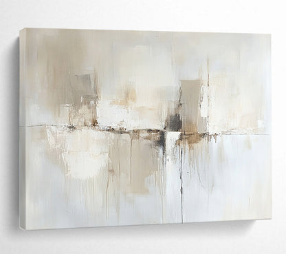 “Neutral Flow” - Beige, White, Gray with Flowing Shapes - Abstract Acrylic Painting HB1336