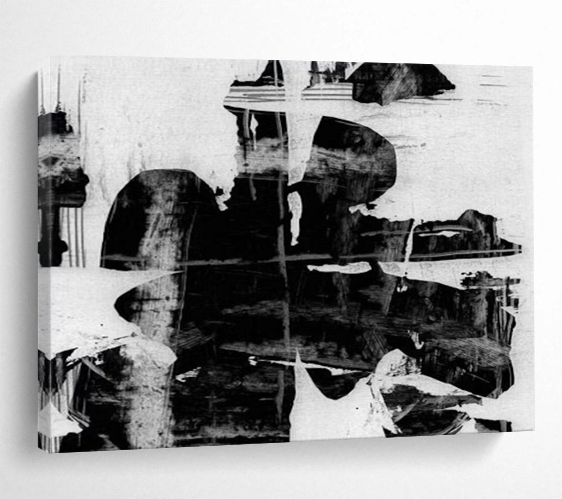 Monochrome Abstract Fusion - Oversized Edgy Living Room Art DLZ134