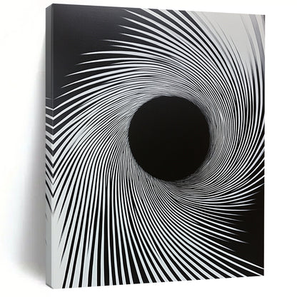Black & White Radial Lines - “Hypnotic Tunnel Vision” Painting On Canvas HB183