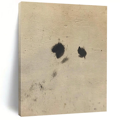 Contemporary abstract art featuring intertwined black spots on white fur against a soft beige background, inspired by Cuno Amiet’s unique style. DLZ1200