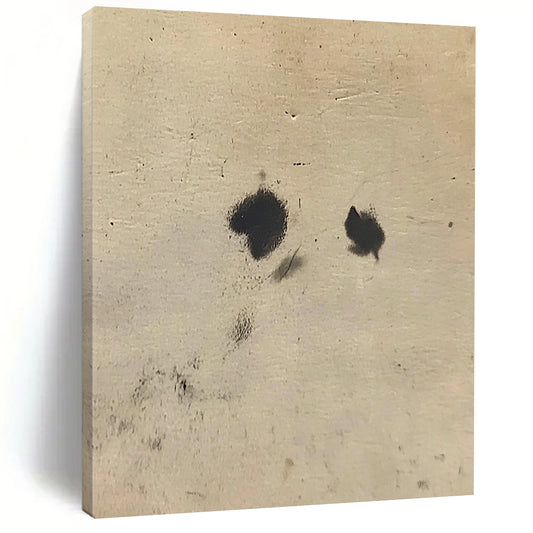 Contemporary abstract art featuring intertwined black spots on white fur against a soft beige background, inspired by Cuno Amiet’s unique style. DLZ1200