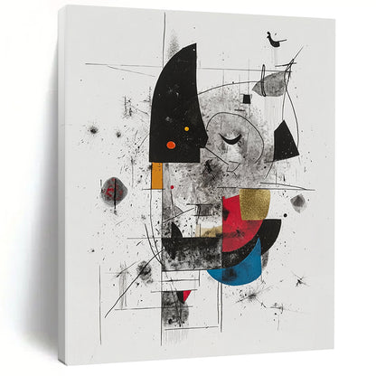 Black, Gray, Gold, Red, Blue and Yellow Abstract Composition "Vibrant Chaos" Painting On Canvas HB333