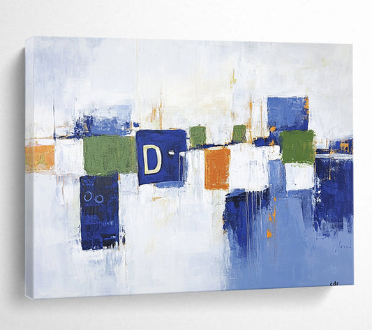 “Colorful Geometric Blocks” - Blue, Green, Orange, Abstract Geometric Blocks HB1130