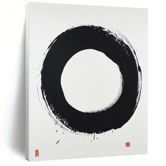 Black and White Clean Circle "Pure Harmony" Painting On Canvas HB266