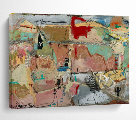 Earth - Toned Abstract Collage - Rustic Living Room or Office Art DLZ243