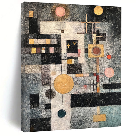 Multicolored Geometric Abstract - “Whimsical Geometric Dream” Painting On Canvas HB208