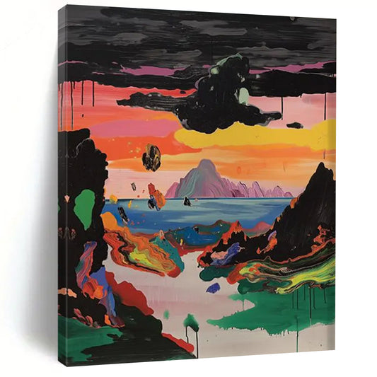 Azure Odyssey: Jumbo - Sized Hand - Painted Custom Abstract Painting for Office and Bedroom DTP107