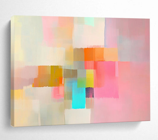 “Soft Color Blocks” - Pastel Pink, Orange, Green, Blue - Minimalist Color Field - Acrylic Painting HB1317