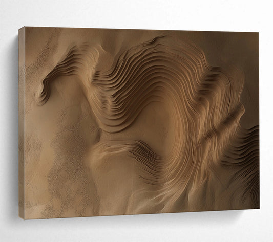 “Sandy Waves” - Earthy Browns, Textured Sand Patterns - Abstract Sand Art - Mixed Media HB1615