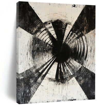 Black & White Textured Tunnel - “Abandoned Tunnel Echo” Painting On Canvas HB186