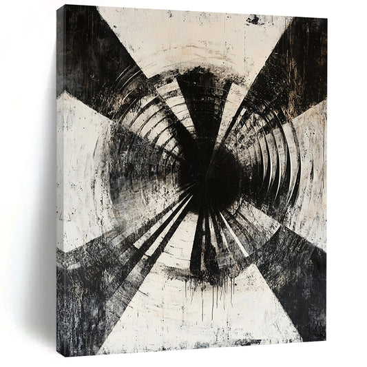 Black & White Textured Tunnel - “Abandoned Tunnel Echo” Painting On Canvas HB186