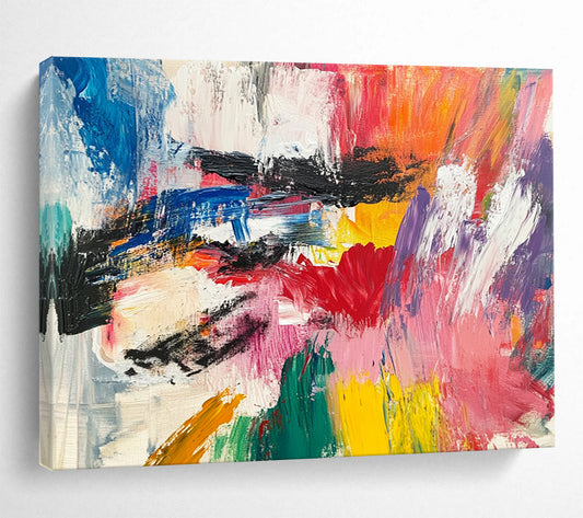 Colorful Abstract Chaos - Bold Abstract Oil Painting On Canvas HB0483