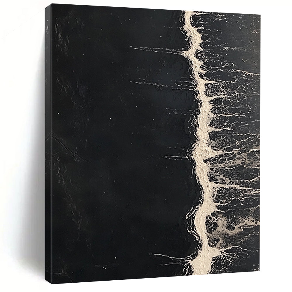 Vibrant contemporary abstract art featuring dark sea tones and striking white water lines, inspired by celebrated modern artists. DLZ0843